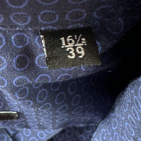 Paul Smith Dress Shirt Men's 15.5 39 Blue Geometric Formal Classic Long Sleeve - Picture 7 of 10